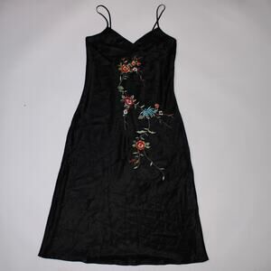 Ivy & Annabelle Intimates Maxi Black Slip Dress With Embroidery Size S